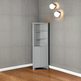RiverRidge Madison Bathroom Corner Storage Cabinet with Open Shelves and Cupboard Tall Corner Storage Bathroom Furniture Dresser Curio Cabinet RiverRidge
