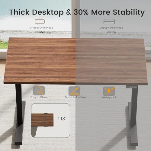 ModernMate Electric Standing Desk with 2-Drawer File Cabinet, Adjustable Height Executive Desk, Home Office Workstation with A Engineered Wood 1.18" Solid Desktop, Built-in Outlets, Black Walnut ModernMate