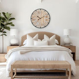 24 Inch Grand Farmhouse Wall Clock, Vintage-Inspired Wood & Metal Design with Large Etched Numbers, Silent Battery-Powered Timepiece for Offices, Kitchens, Bedrooms, and Living Rooms MICWIC