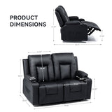 COMHOMA Leather Recliner Modern Loveseat Sofa, 2 Leather Recliner Chairs,Modern Small Sofa Couch,2 Seater PU Loveseat,Couches for Living Room with Drink Holders Living Room Chair Loveseat Sofa COMHOMA