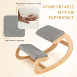 Giantex Ergonomic Kneeling Chair, Posture Chair for Desk with Cushion, Solid Wood Frame, Max Load 330 Lbs, Comfortable Ergo Rocking Kneel Chair for Office Home Study (Gray) Giantex