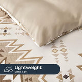 Wake In Cloud - Western Comforter Set, Boho Southwestern Rustic Farmhouse Style with Aztec Geometric Block Pattern, Soft Lightweight Bedding, 3 Pieces, Taupe Beige, Queen Size Wake In Cloud