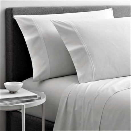 Cottingon 4 Piece Full XL Dorm Bedding Set for College, 100% Long Staple Premium Egyptian Cotton, Soft Bed Sheets, Fits Upto 15" Deep Mattress 54"X80" Extra Long, White Cottingon