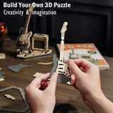 ROKR 3D Puzzles for Adults Wooden Craft Kits Musical Instrument Model Kit Collectibles Home Desk Room Decor (Electric Guitar) ROKR