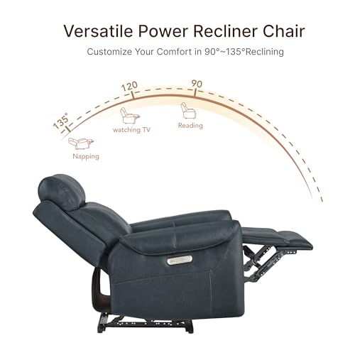 KISLOT Leather Recliner Chair for Adults Wall Hugger RV Recliner with USB Charging Ports Electric Power Reclining Sofa for Living Room Home Theater Seating Bedroom