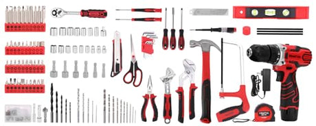 KingTool 276-Piece Tool Set Kit - Tool kit with 12V Cordless Power Drill Driver Toolbox Storage Case with Drawer, Drill Set Perfect for Homeowner, Diyer, Handyman KingTool