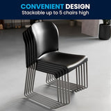 Flash Furniture Hercules Series Contoured Stacking Chairs for Waiting Rooms and Offices, Ergonomic Lobby Chairs with Curved Back, Set of 5, Black Flash Furniture