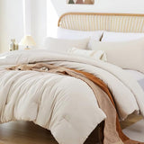 ROSGONIA Beige Comforter Set Queen, 3pcs (1 Boho Beige Comforter & 2 Pillowcases), All Season Bedding Lightweight Soft Bedspread Blanket Quilt ROSGONIA