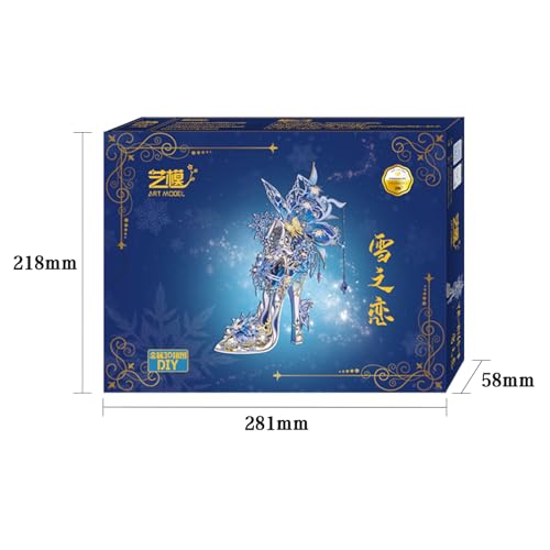 MU Metal Puzzles for Adults Wedding Ice Blue Shoe Cinderella Shoes Puzzle 3D Metal Model Kits Building, DIY Sets Xmas Birthday Wedding Girfriend Gifts Home Desk Decor Craft Projects