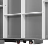 Merax Rotating Queen Murphy Bed with Hidden Storage Racks, Space-Saving Multifunctional Wall Bed for Home Office & Small Rooms Merax