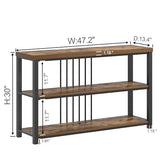 FOLUBAN Industrial Console Table, 3 Tier Entryway Sofa Foyer Table for Living Room Hallway Behind Couch, Rustic Brown FOLUBAN