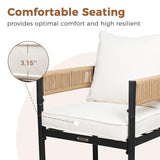 Grand patio 7-Piece Outdoor Dining Set for 6 with 1 Rectangle Expandable Table for 4-6 Person, Metal Woven Wicker Fixed Patio Chairs with Thickened Cushions for Yard, Poolside, Deck (Natural) Grand patio