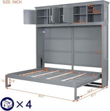 Virubi Queen Horizontal Murphy Bed with Storage Cabinet,Wood Folding Murphy Wall Bed for Adult (Grey,Queen) Virubi