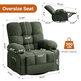 MAHOMICO Swivel Rocker Recliner Chair with Vibration Massage and Heat for Living Room with Rocking Function and Side Pocket,USB Charge Port，2 Cup Holders