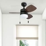 Honeywell Ceiling Fans Ocean Breeze Modern 30 Inch Ceiling Fan with Light, Pull Chain LED Indoor Fan with 3 Blades, Dark Brown Chestnut and Light Oak Blade Finish Options, Gilded Espresso (50602-01) Honeywell Ceiling Fans