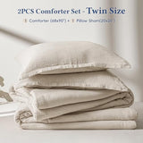 David's Home Cotton Muslin Comforter Set Twin Size, Soft Lightweight Breathable Cozy Skin-Friendly, 3PCS Linen Like Gauze Bedding with Pillow Shams, Aesthetics Home Decor & Giftable, Natural David's Home