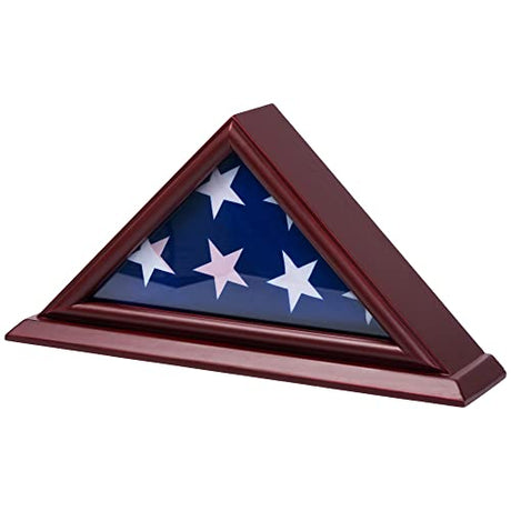 DECOMIL - 3'x5' Flag Display Case | Flag Shadow Box (Not for Burial Funeral Flag), Small Flag Display Case ,Solid Wood, Cherry Finish DECOMIL