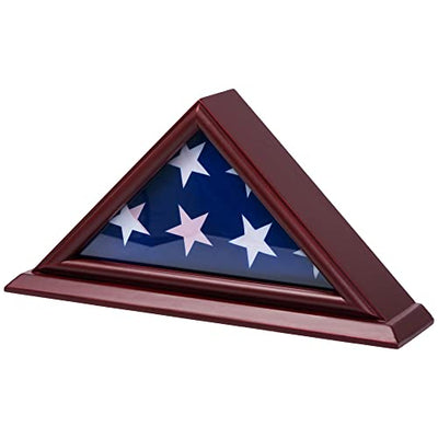DECOMIL - 3'x5' Flag Display Case | Flag Shadow Box (Not for Burial Funeral Flag), Small Flag Display Case ,Solid Wood, Cherry Finish