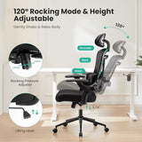 Sweetcrispy Office Chair Ergonomic Desk Chair, 300 LBS Home Mesh Office Desk Chairs with Wheels, 2D Headrest, Up&Down Lumbar Support, Swivel High Back Computer Chair with Flip-up Armrests,Dark Black Sweetcrispy