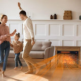 Innoflame 28" Electric Fireplace with Mantel, Freestanding Fireplaces with Realistic Flame & Logs, Remote Control, Timer, Adjustable 4 Flame Brightness, Indoor Fireplace for Living Room & Bedroom Innoflame