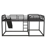 DUORUIMI Metal Quad Bunk Beds Compatible with 4, Full and Twin Size L-Shaped Bunk Beds with Slide and Ladder, 4 Bunk Beds Compatible with Boys Girls and Multi 's Family,Black,Bed Frame DUORUIMI