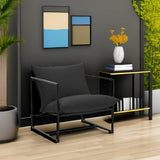 ZINUS Aidan Sling Accent Chair, Metal Framed Armchair with Shredded Foam Cushioning, Black ZINUS