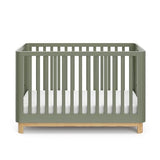 Storkcraft Santos 3-in-1 Convertible Crib (Olive with Natural) – GREENGUARD Gold Certified, Fits Standard Crib Mattress, Converts to Toddler Bed and Daybed, Rounded Details, Designer Edition Storkcraft