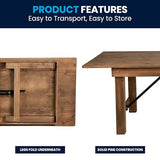 Flash Furniture Hercules Series 7' x 40" Rustic Solid Pine Folding Dining Table, Rectangular Antique Farmhouse Dining and Event Extension Table Flash Furniture