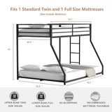 CFTEL Bunk Beds Twin Over Full Size, Metal Bunk Bed with Removable Ladder&Reinforced Guardrails for Kids&Adult, Bed Frame Twin Size (Black) CFTEL