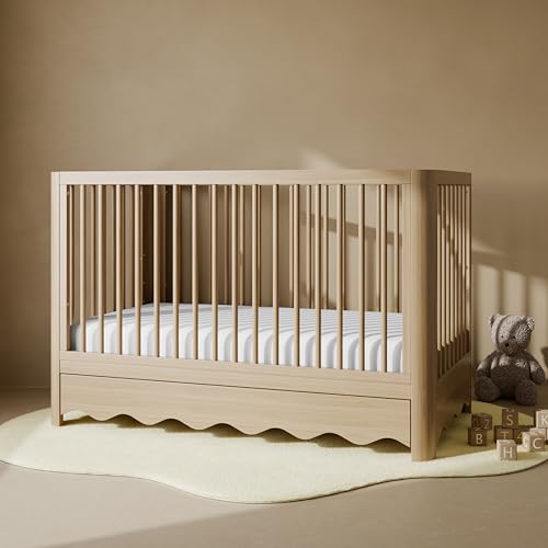 Storkcraft Casablanca Convertible Crib with Drawer and Toddler Guardrail (Driftwood) – GREENGUARD Gold Certified, Toddler Bed Conversion Kit Included, Fits Standard Crib Mattress, Crib with Storage