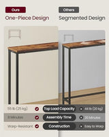 VASAGLE Console Table, Entryway Table, One Piece Top, Easy Assembly, for Hallway, Bedroom, Living Room, 1 Tier, 7.9 x 31.5 x 32 Inches, Rustic Brown and Ink Black ULNT035KD01S VASAGLE