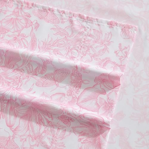 Betsey Johnson - Twin Size Sheet Set, Ultra-Soft Bedding with Smooth & Silky Feel, Deep Pockets, Bed Sheets with Matching Fitted Sheet & Pillowcases (Fairytale Floral Pink) Betsey Johnson