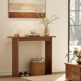 AQIMUELE Walnut Console Table Thin Rubberwood Minimalist Mid-Century Style | Stable and Sturdy 39.4" W x 11.8" D x 31.5" H for Entryway/Sofa Back AQIMUELE