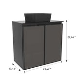 COZIMAX Umbu Combo Black Steel Bathroom Vanity Set 24" with Tempered Glass Countertop and Door, Black Square Ceramic Sink COZIMAX