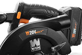 WEN Cordless Circular Saw, 6.5-Inch Blade with 20V Max 4.0 Ah Lithium-Ion Battery and Charger (20625) WEN
