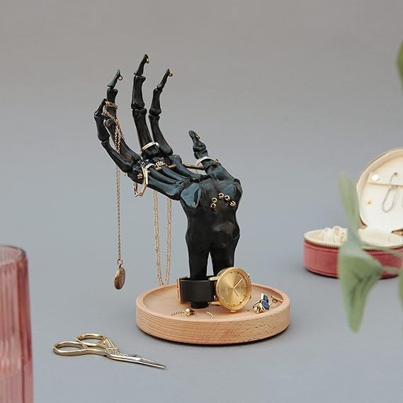 Suck UK | Skeleton Hand Ring Holder & Jewelry Stand | Earring Organizer & Necklace Holder For Gothic Decor | Halloween Decorations & Bedroom Accessories | Bracelet Holder & Jewelry Organizer | Black Suck UK
