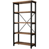 5-Tier Vintage Industrial Solid Wood Bookshelf with Metal Frame AY-AOYUAN