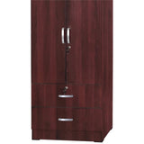 Pemberly Row 72" H Contemporary Engineered Wood Wardrobe Armoire with 2 Lockable Smooth Doors & 2 Full Size Drawers, Assembly Required, in Mahogany Finish Pemberly Row