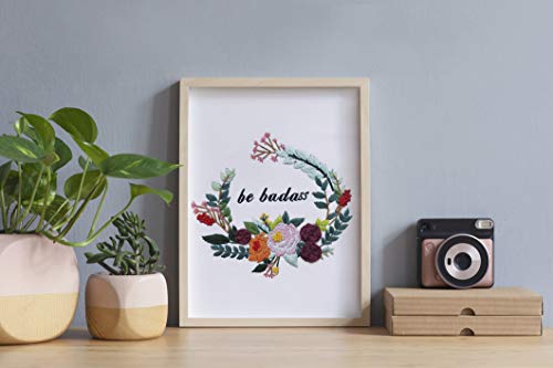 Louise Maelys Funny Embroidery Kits for Beginners Flower Wreath Cross Stitch Adults Needlepoint DIY Starter