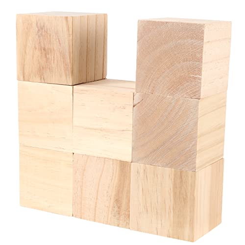SINJEUN 8 Pack 2.75 Inch Wooden Cubes, Natural Unfinished Wooden Block, Natural Solid Wood Cube Block for Puzzle Making, DIY Projects, Home SINJEUN
