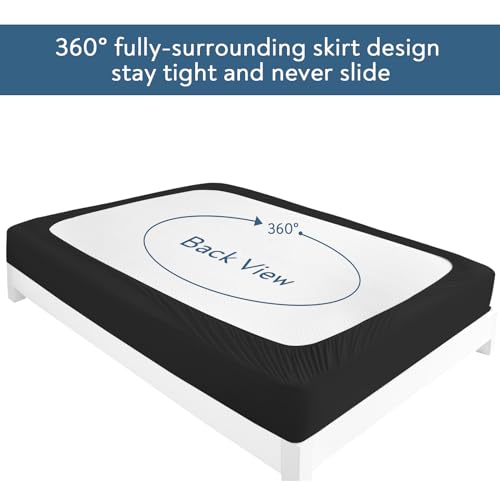 2 Pack Full Size Mattress Protector Waterproof Cover, Waterproof Bed Full Fitted Sheet Only, Machine Washable 14" Deep Pocket Mattress Covers for Double Bed, Black Magik & Kover