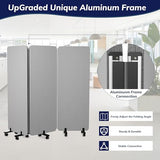 KERRAM 3 Panel Foldable Office Partitions, Mobile Cubicle Wall with Wheels, 71 x 66 Inch Noise Cancelling & Sound Proof Room Dividers Partition Wall, Aluminum Frame Gray KERRAM