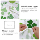 Aesthetic Duvet Cover Set Green - Single 3-Piece Double-Sided Printed Bedding with Minimalist Clover Modern Design, Ultra-Soft Microfiber Quilt Cover with Zipper for a Calm Generic