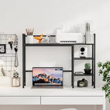 Snughome Desk Shelf, 38.6" Desk Hutch for Computer Monitor, Desktop Organizer Shelf, 4 Tier Desk Display Rack, Wood Desktop Bookshelf Storage Rack for Home Office Dorm, Black Snughome