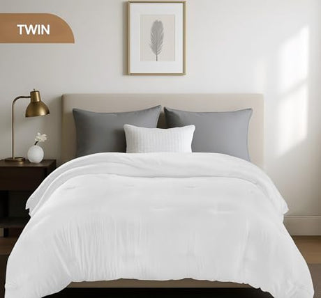 Utopia Bedding Comforters Twin Size, All Season Duvet Insert, Down Alternative Twin Comforter with Corner Tabs, Machine Washable Bed Comforter 64 x 88 Inches (White) Utopia Bedding