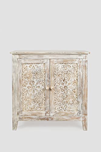 Jofran Inc. Global Archive Solid Mango Wood Hand Carved Accent Chest Jofran Inc.