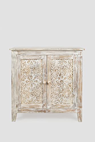 Jofran Inc. Global Archive Solid Mango Wood Hand Carved Accent Chest - WoodArtSupply