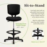 HON Volt Standing Desk Chair, Leather Office Chair with Foot Rest, Armless Drafting Stool, Ergonomic Recline and Center Tilt, for Computers, Offices, Work, Black HON