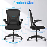 naspaluro Ergonomic Office Chair, Mid Back Desk Chairs with Adjustable Height, Swivel Chair with Flip-Up Arms and Lumbar Support, Breathable Mesh Computer Chair for Home/Study/Working, Dark Black naspaluro