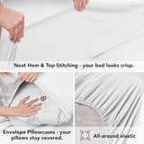Deconovo Queen Sheet Set–4Piece Brushed Microfiber Bedding with Deep 16 inch Pocket,Soft & Long-Lasting Sheets,All‑Around Elastic Fitted,Machine Washable–1 Flat,1 Fitted,2 Pillowcases,White Deconovo